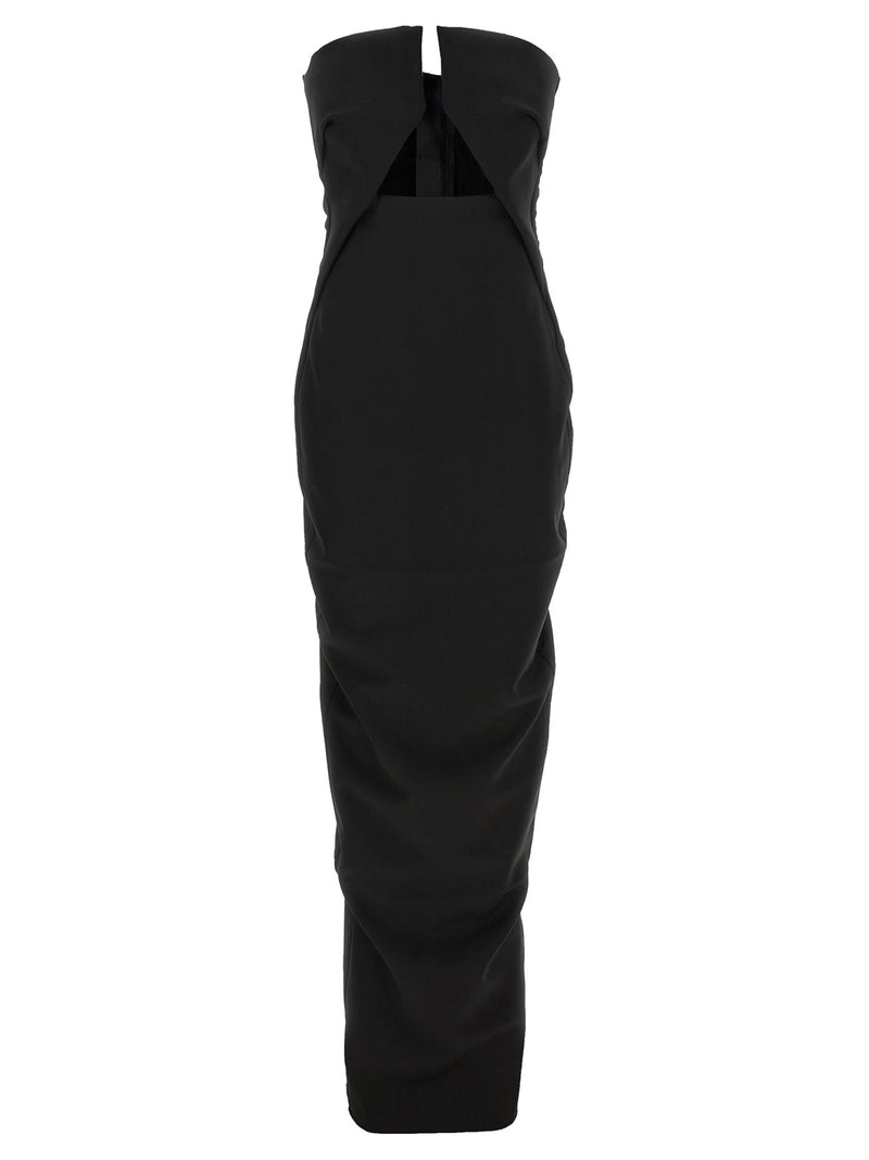 Rick Owens Black Wool Long Dress