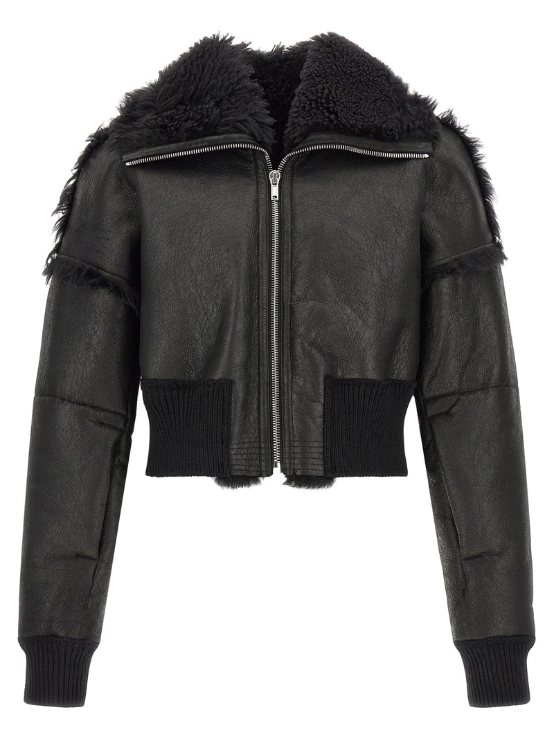 Rick Owens Black Lamb Fur Leather Jacket