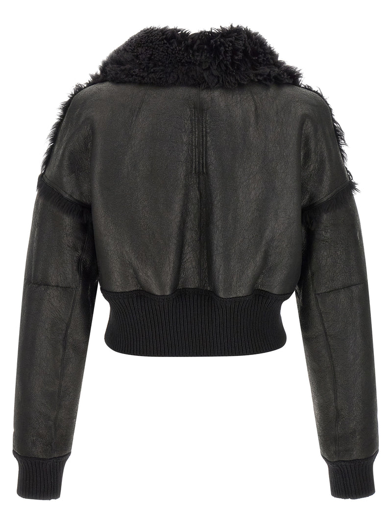 Rick Owens Black Lamb Fur Leather Jacket