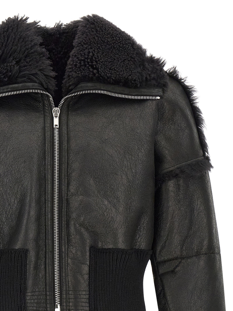 Rick Owens Black Lamb Fur Leather Jacket