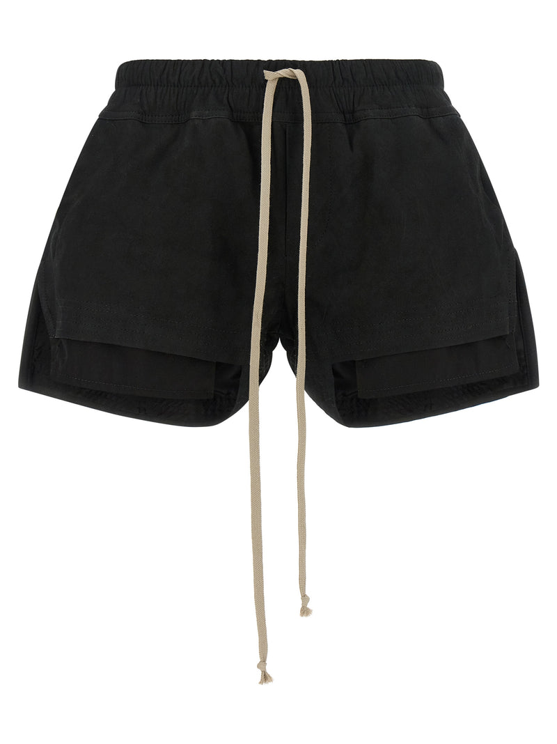 Rick Owens Black Lamb Leather Bermuda Shorts
