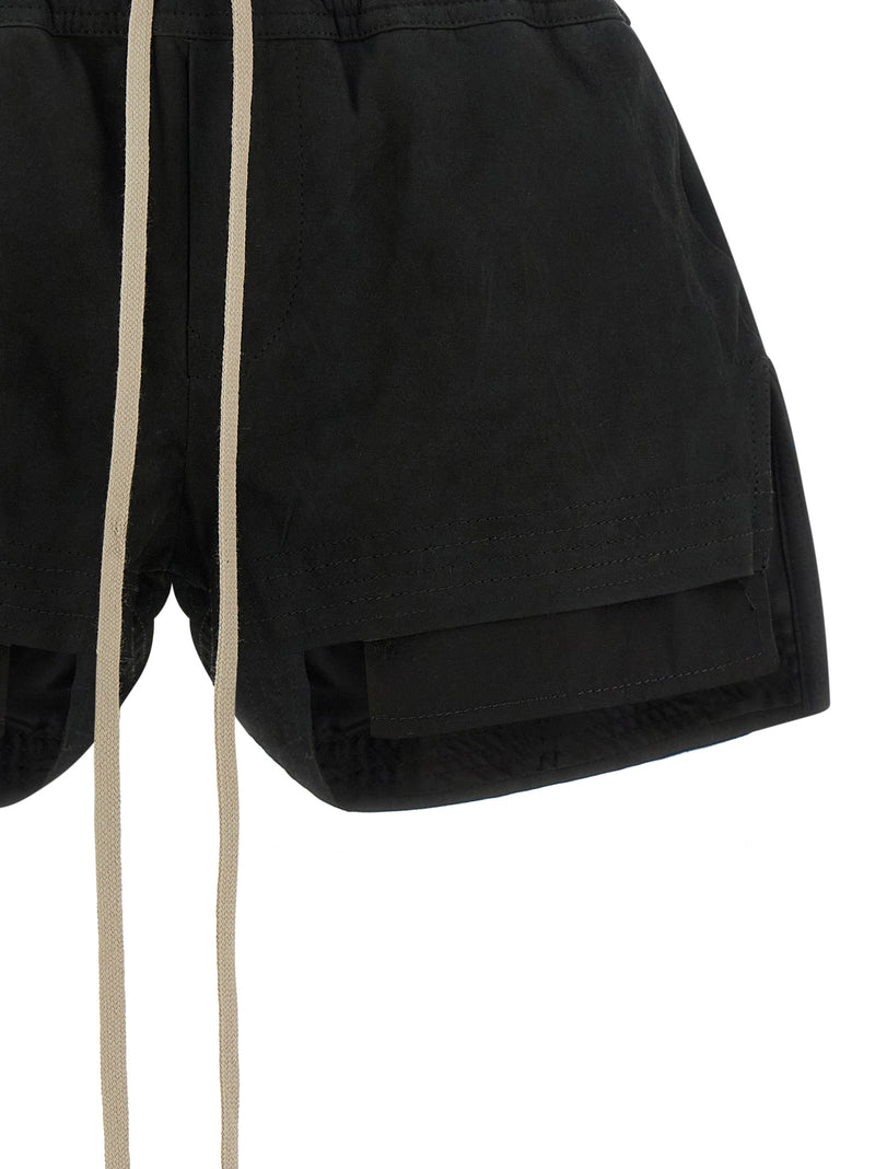 Rick Owens Black Lamb Leather Bermuda Shorts