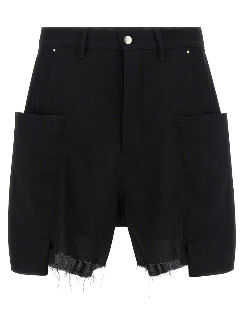 Rick Owens Black Wool Bermuda Shorts