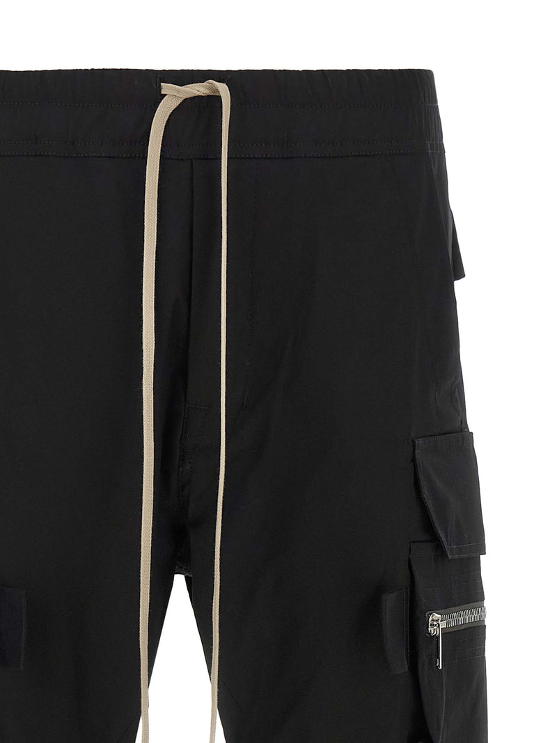 Rick Owens Black Cotton Cargo Pants