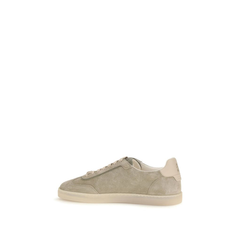 Brunello Cucinelli Beige Calf Leather Bos Taurus Sneakers