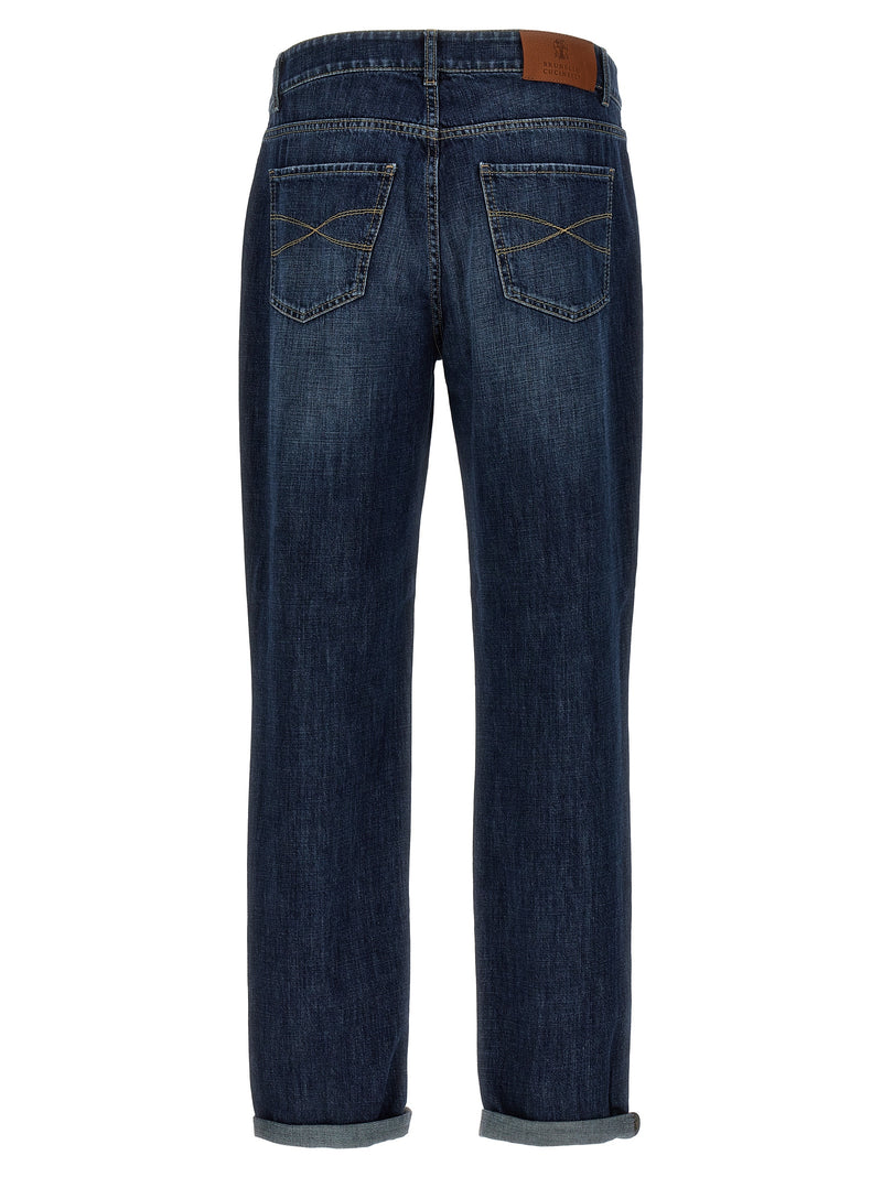 Brunello Cucinelli Blue Cotton Straight-Leg Jeans