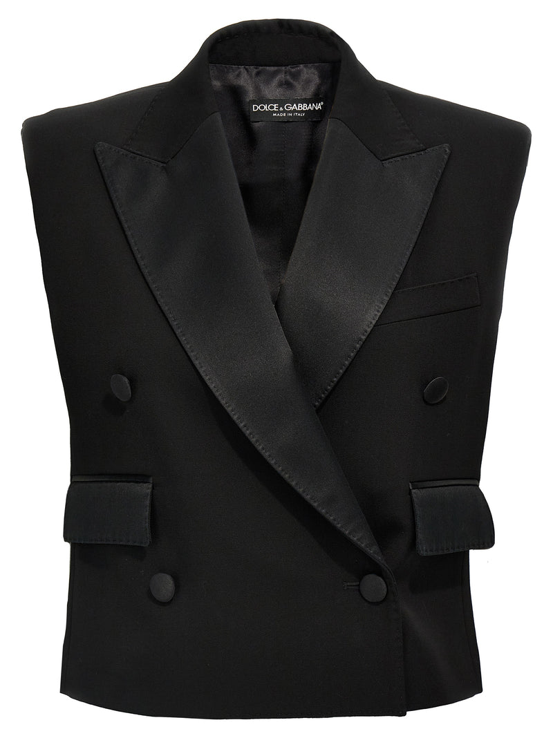 Dolce & Gabbana Black Silk Sleeveless Jacket