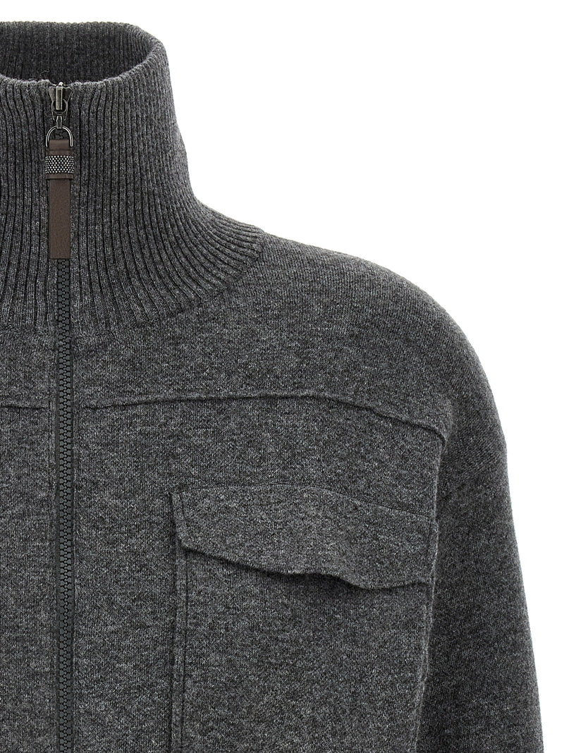 Brunello Cucinelli Gray Cashmere Cardigan