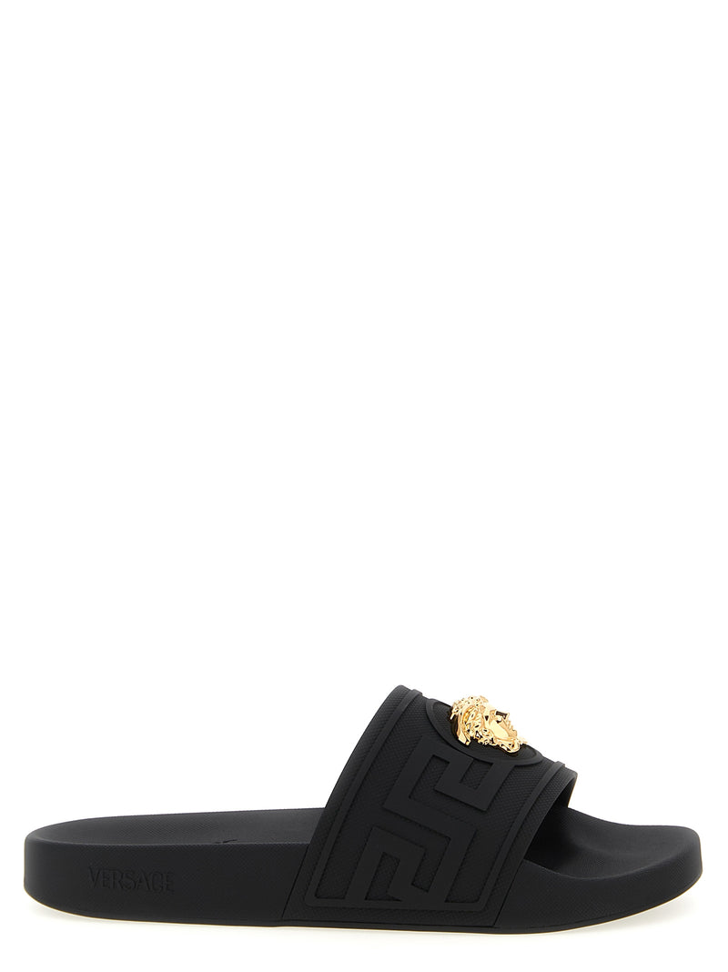Versace Black Glass Slides