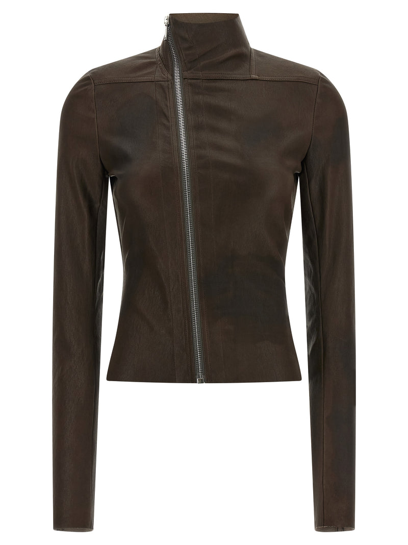 Rick Owens Brown Lamb Leather Leather Jacket