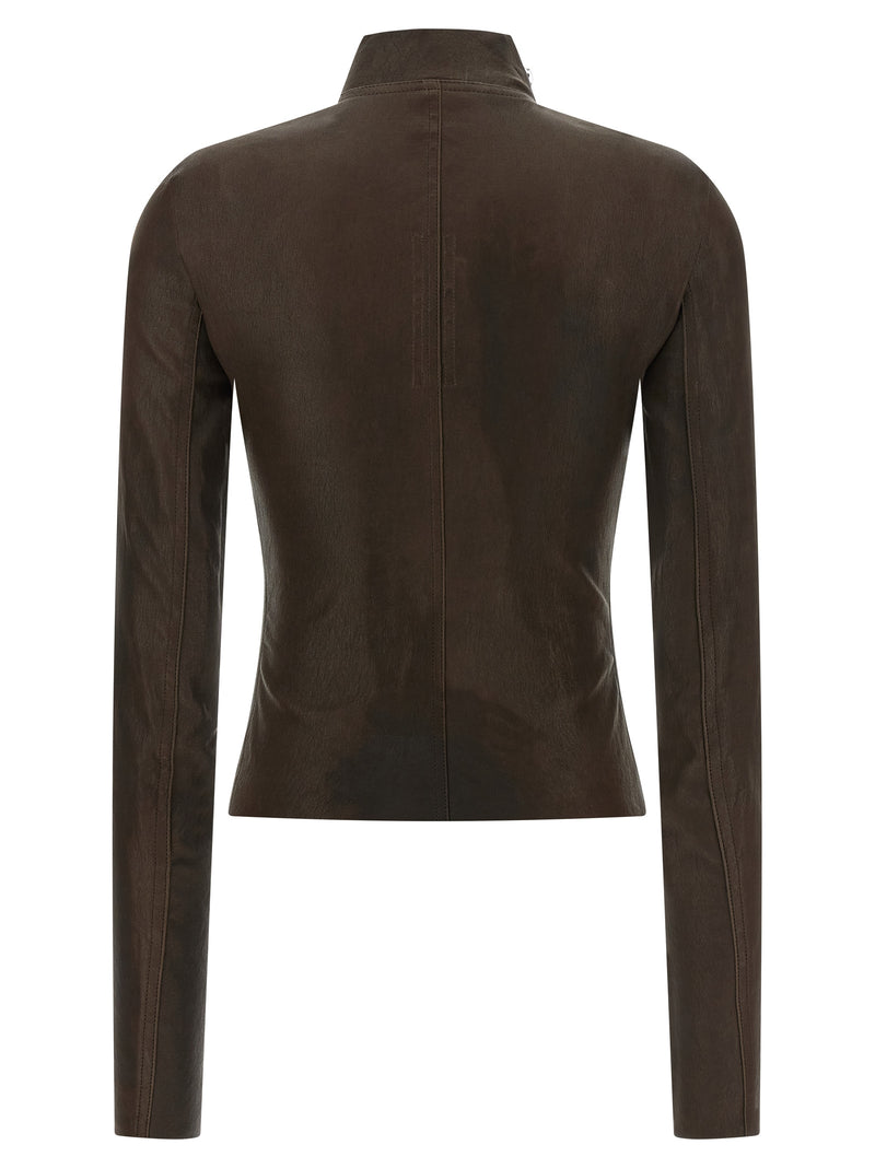 Rick Owens Brown Lamb Leather Leather Jacket