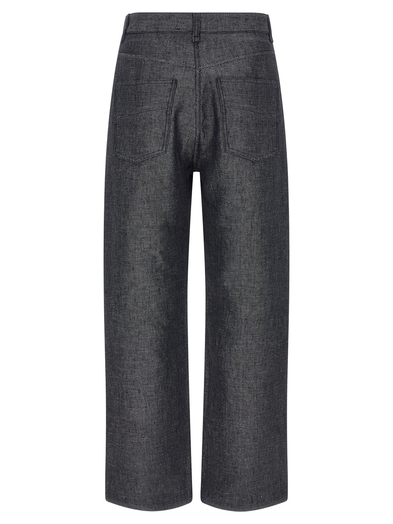 Fendi Gray Linen Straight-Leg Jeans