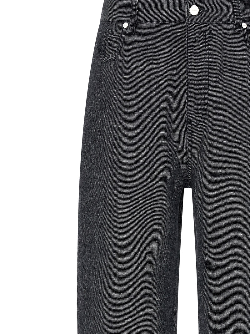 Fendi Gray Linen Straight-Leg Jeans
