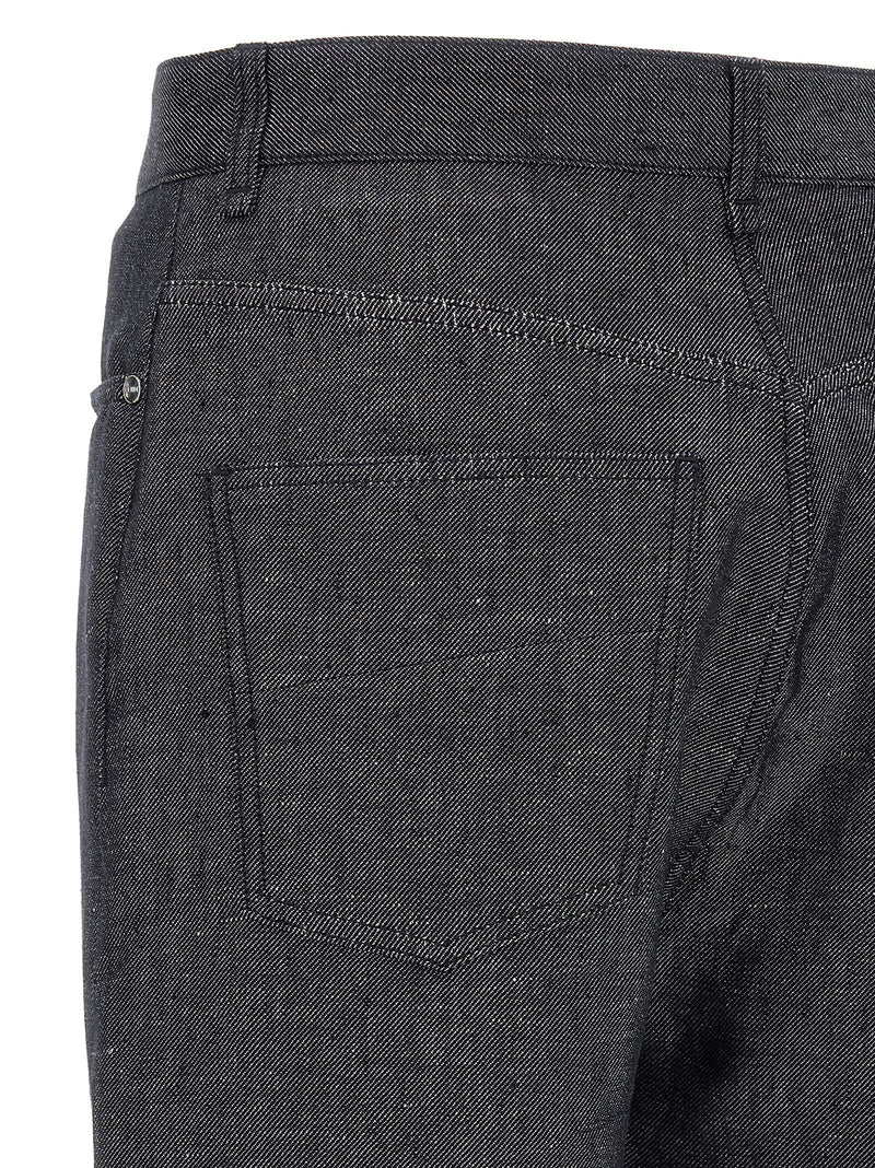 Fendi Gray Linen Straight-Leg Jeans