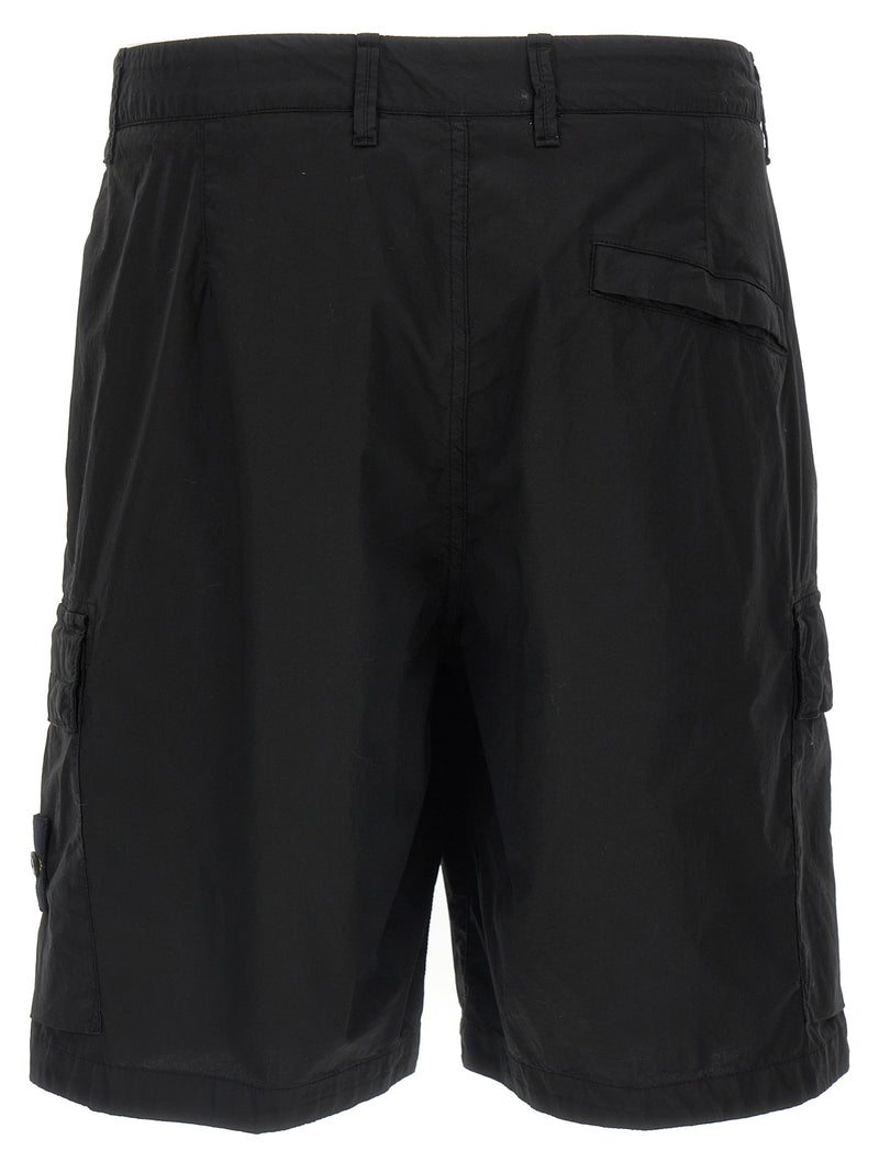 Stone Island Black Cotton Bermuda Shorts