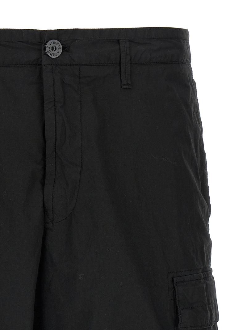Stone Island Black Cotton Bermuda Shorts