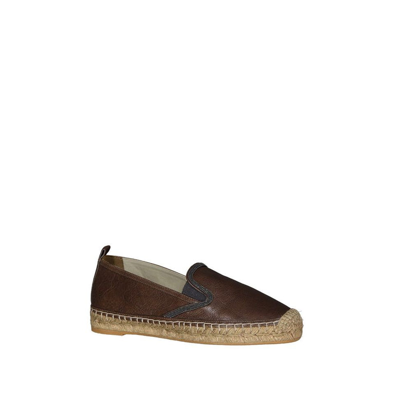 Brunello Cucinelli Brown Leather Espadrilles