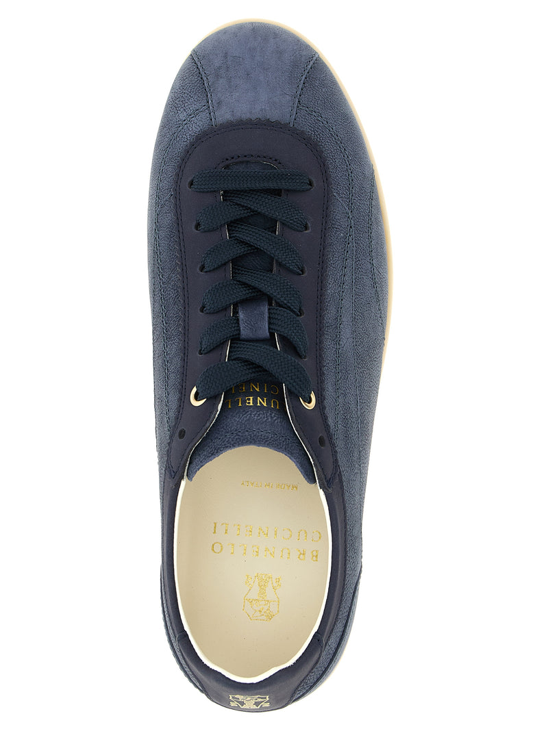 Brunello Cucinelli Blue Calfskin Low Top Sneakers