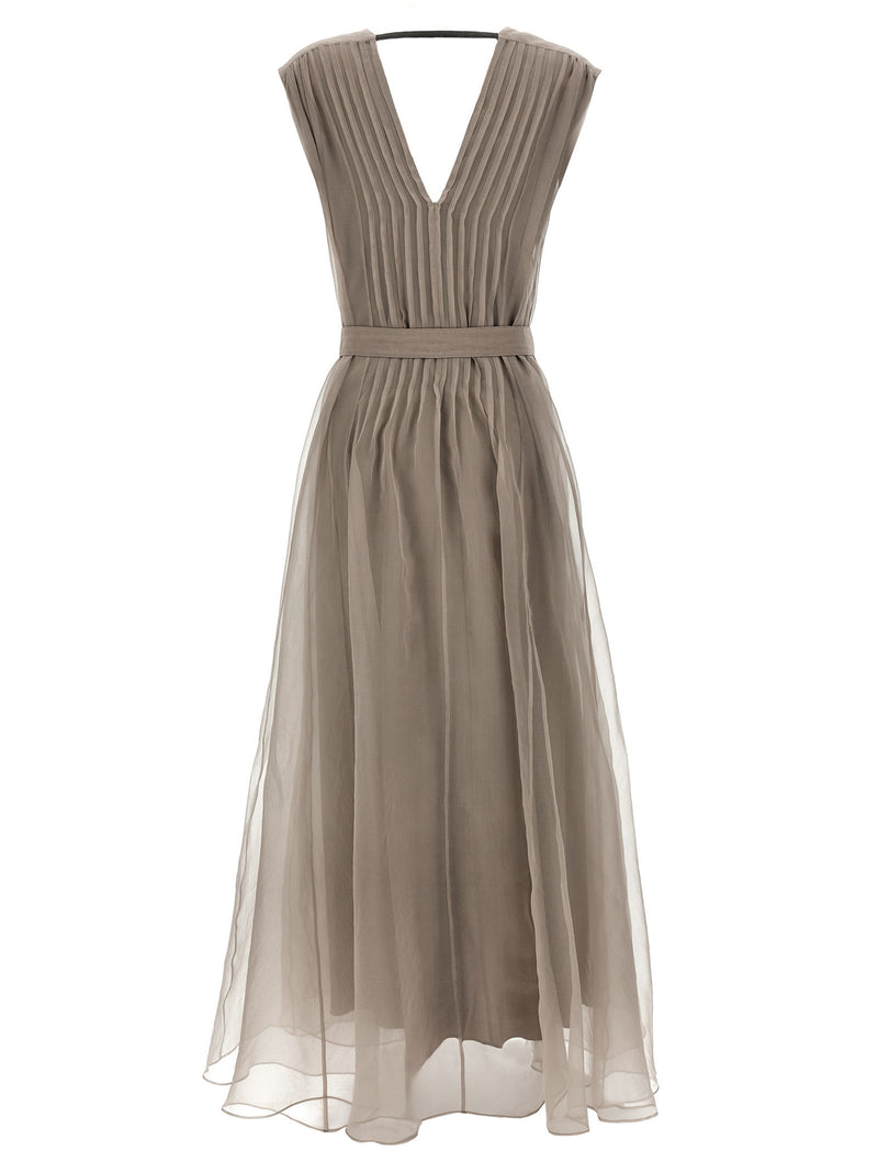 Brunello Cucinelli Beige Silk Long Dress