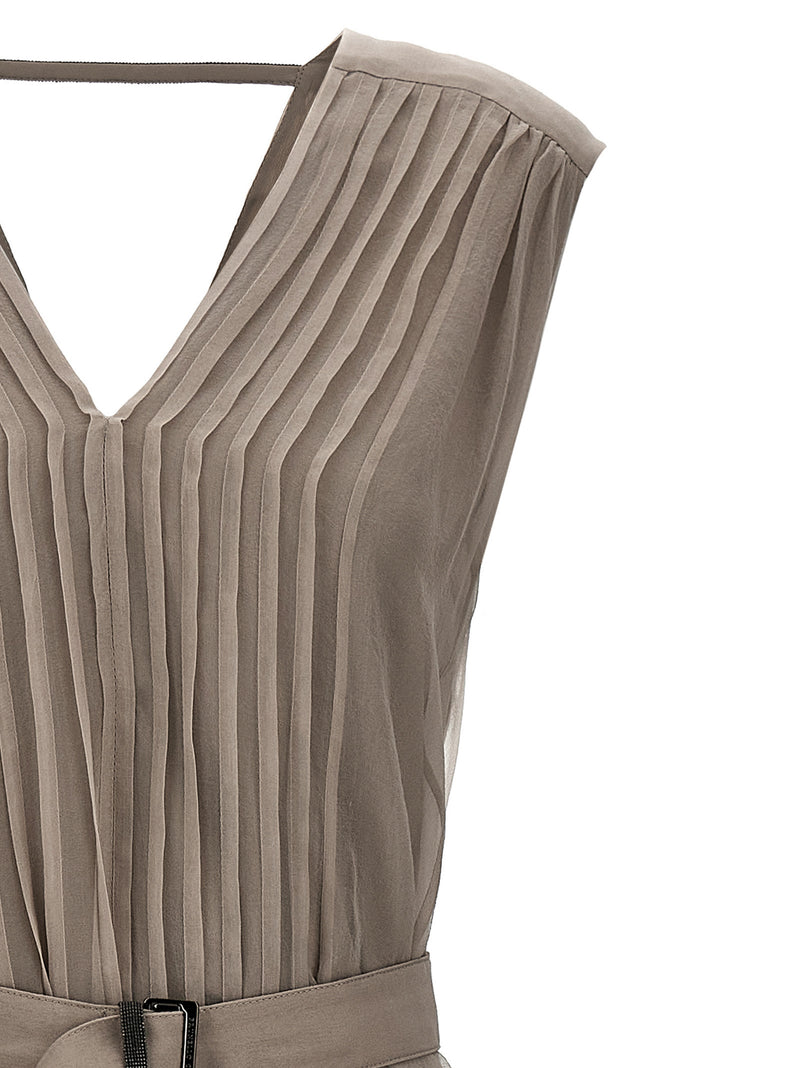 Brunello Cucinelli Beige Silk Long Dress