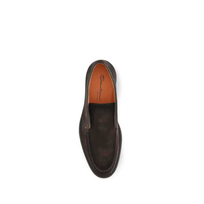 Santoni Brown Calf Leather Bos Taurus Ankle Boots