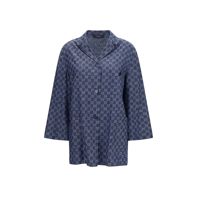 Gucci Blue Cotton Full-Length Jacket
