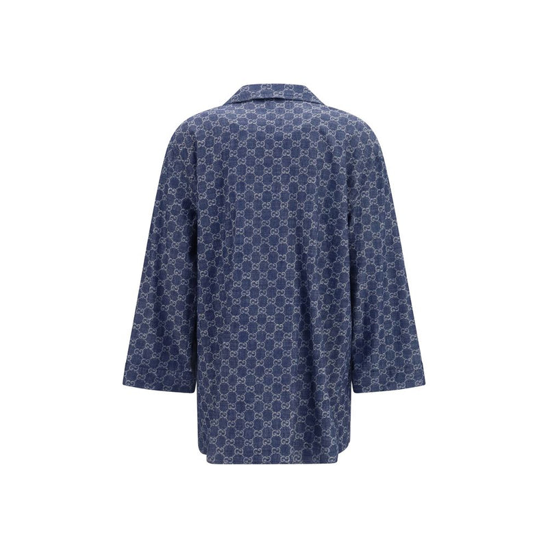 Gucci Blue Cotton Full-Length Jacket