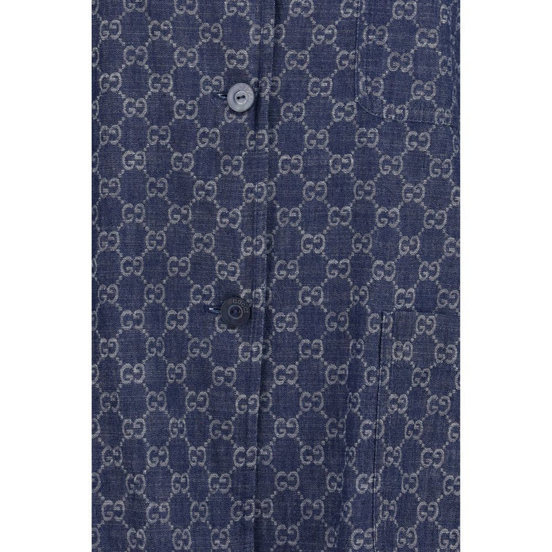 Gucci Blue Cotton Full-Length Jacket