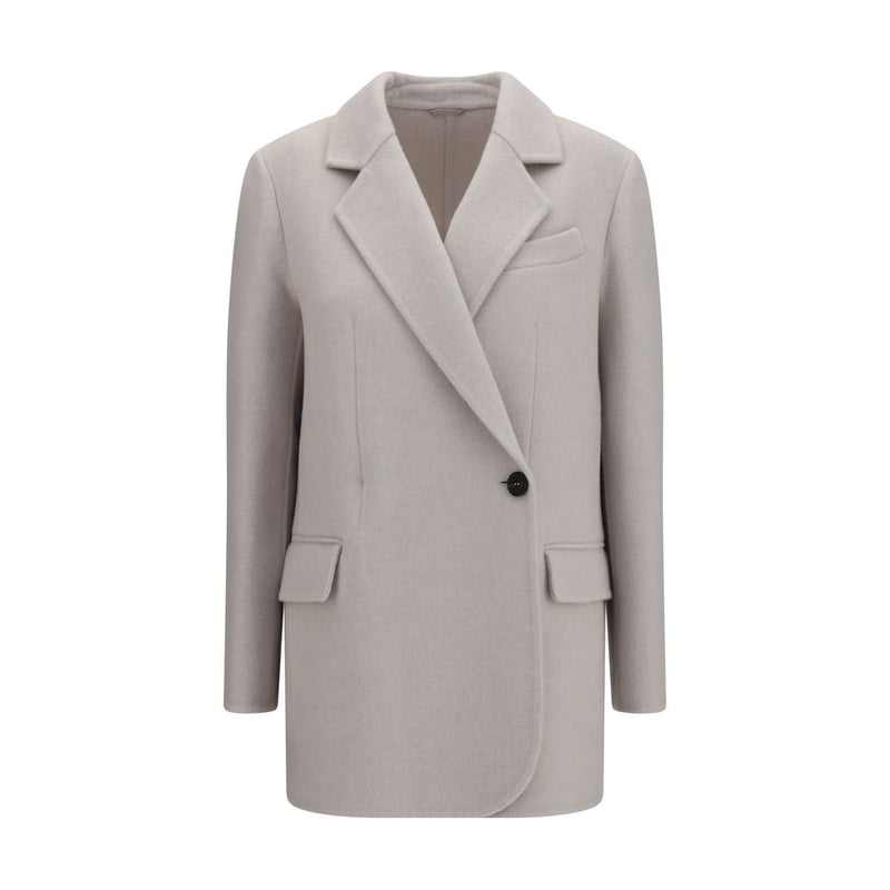 Brunello Cucinelli White Wool Oves Aries Full-Length Jacket