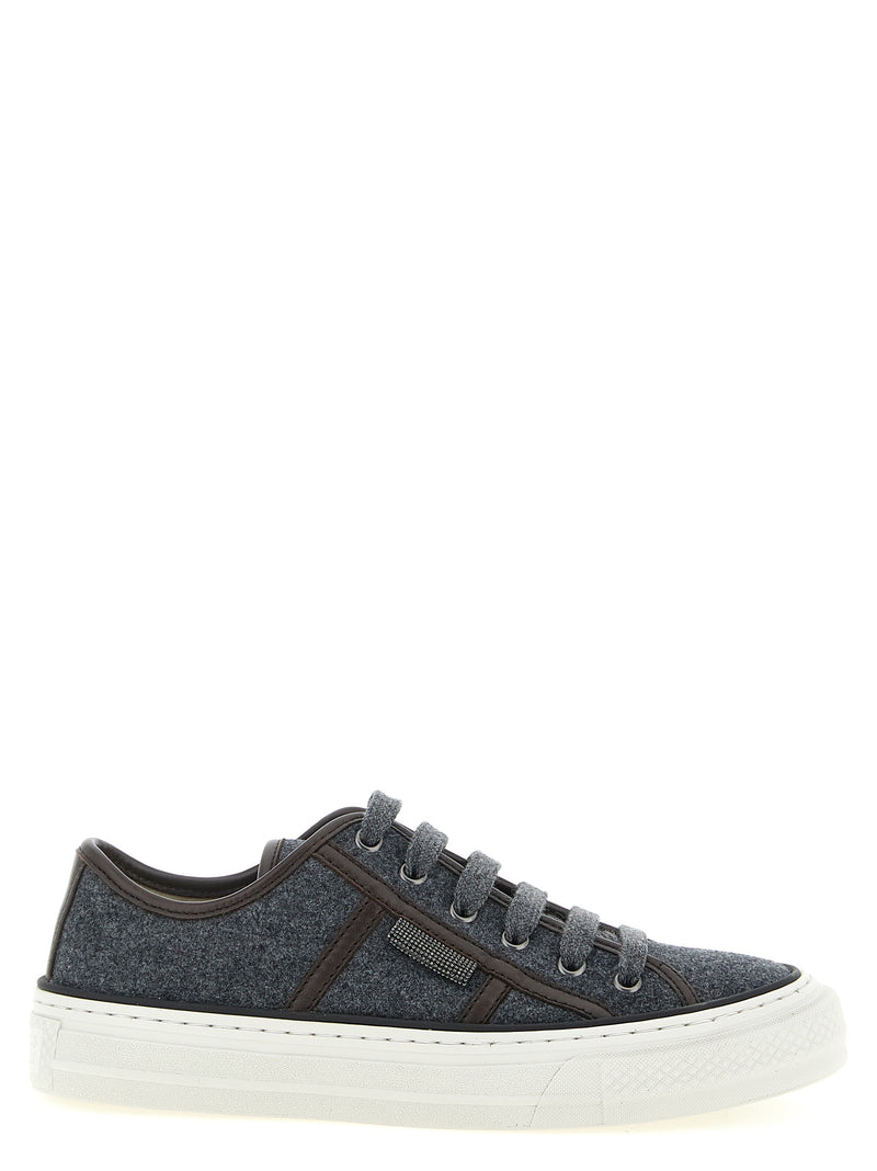 Brunello Cucinelli Gray Virgin Wool Low Top Sneakers