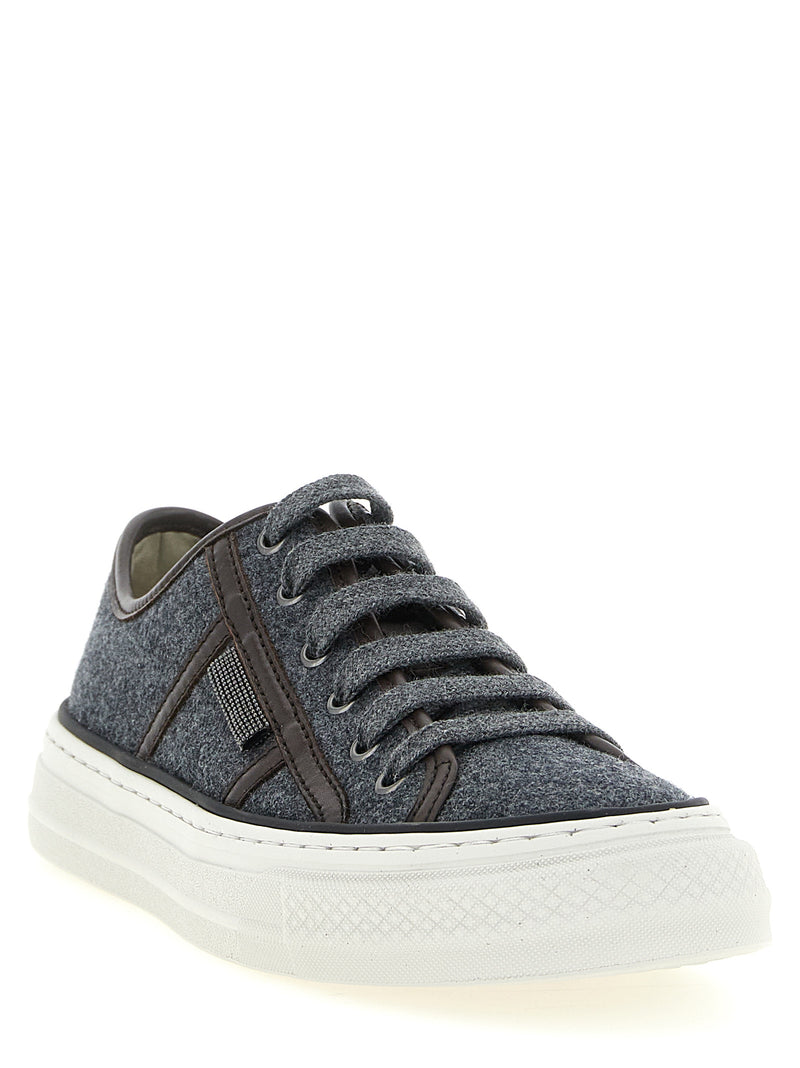 Brunello Cucinelli Gray Virgin Wool Low Top Sneakers