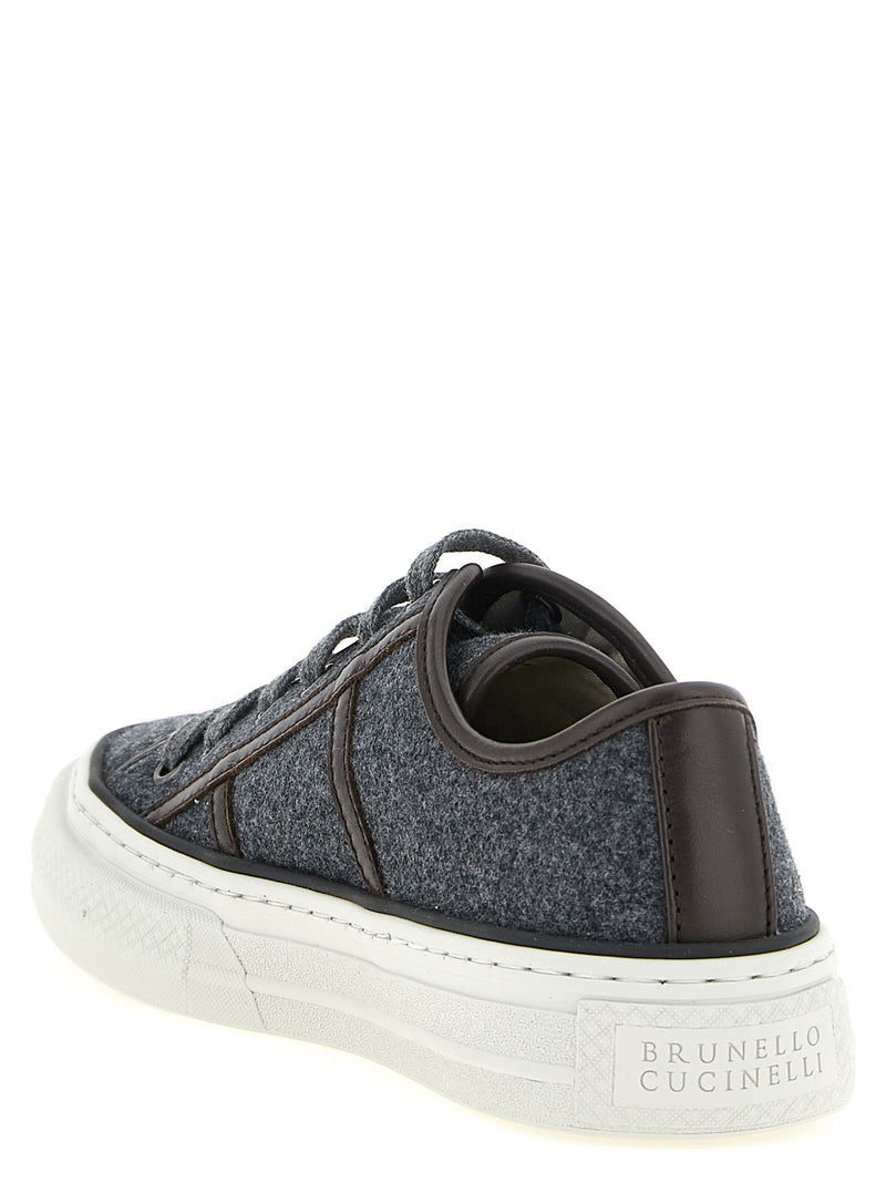 Brunello Cucinelli Gray Virgin Wool Low Top Sneakers