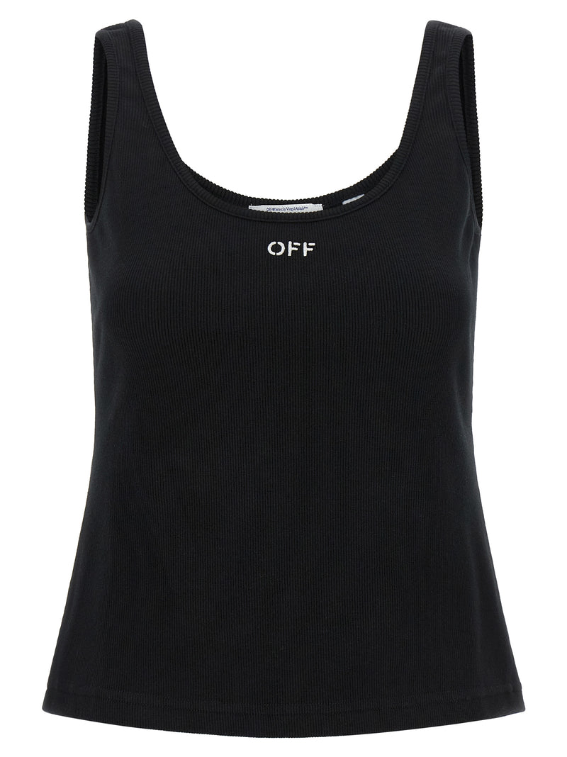 Off-White Black Cotton Tank Tops