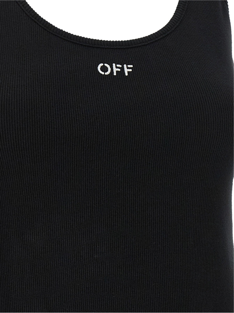 Off-White Black Cotton Tank Tops