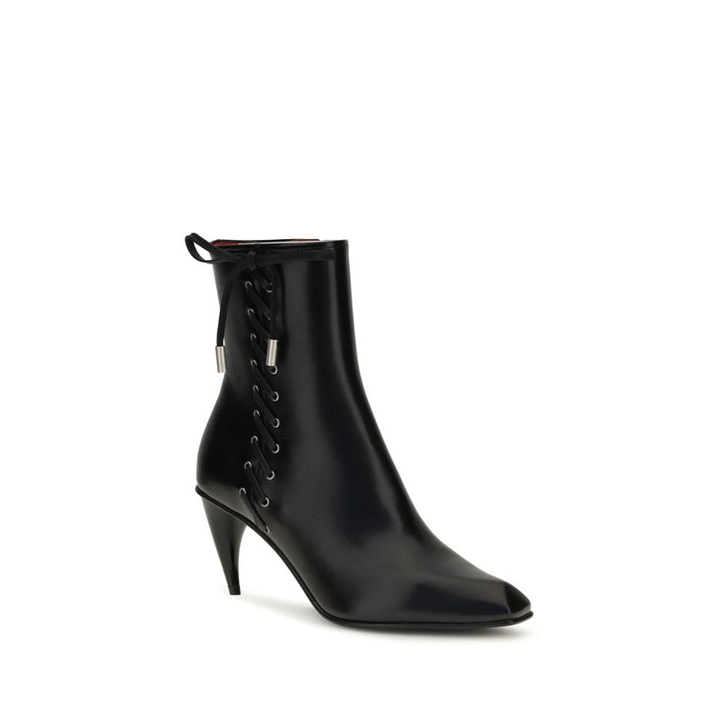 Alexander McQueen Black Calf Leather Bos Taurus Lace-Up Boots