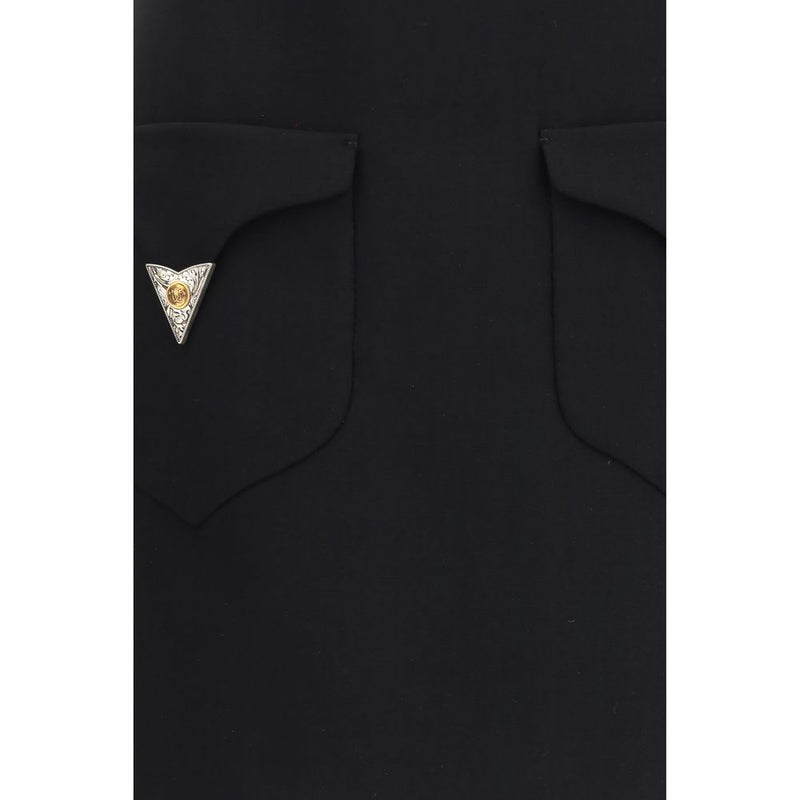 Versace Black Wool Oves Aries Mini Skirt