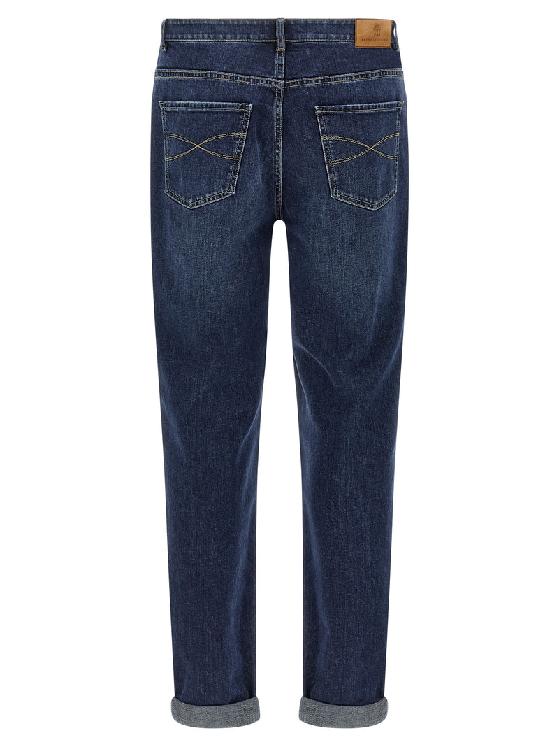 Brunello Cucinelli Blue Cotton Straight-Leg Jeans