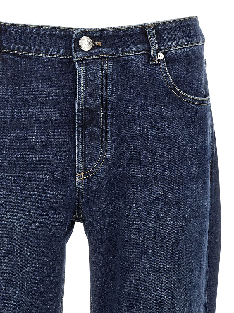 Brunello Cucinelli Blue Cotton Straight-Leg Jeans