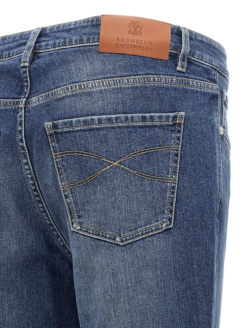 Brunello Cucinelli Blue Cotton Slim Fit Jeans