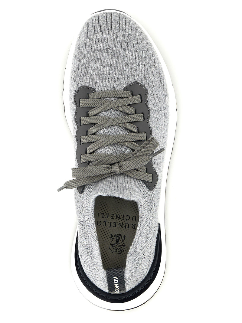 Brunello Cucinelli Gray Cotton Athletic Sneakers