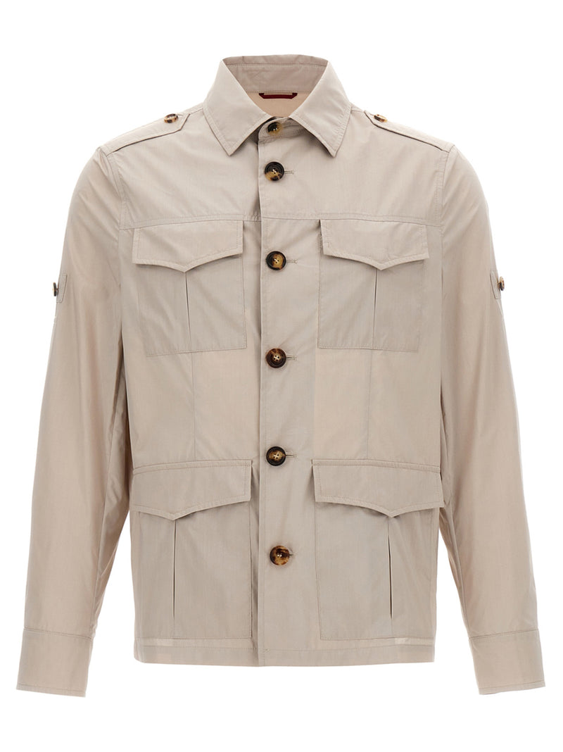 Brunello Cucinelli Beige Cotton Full-Length Jacket