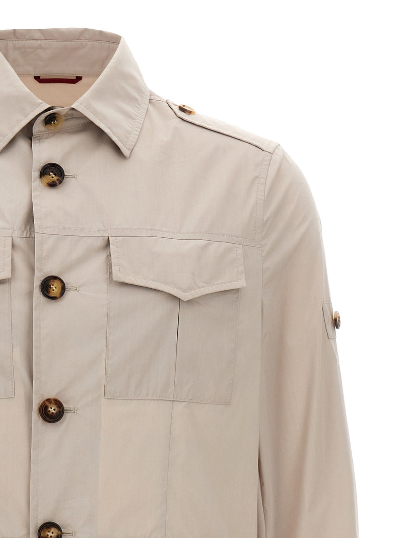 Brunello Cucinelli Beige Cotton Full-Length Jacket
