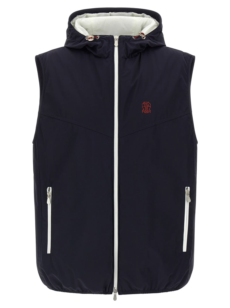 Brunello Cucinelli Blue Polyamide Sleeveless Jacket