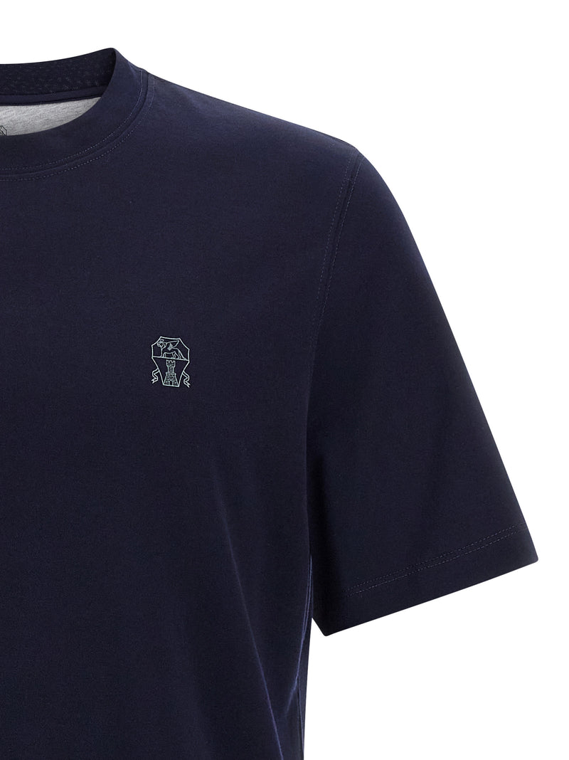 Brunello Cucinelli Blue Cotton T-Shirt