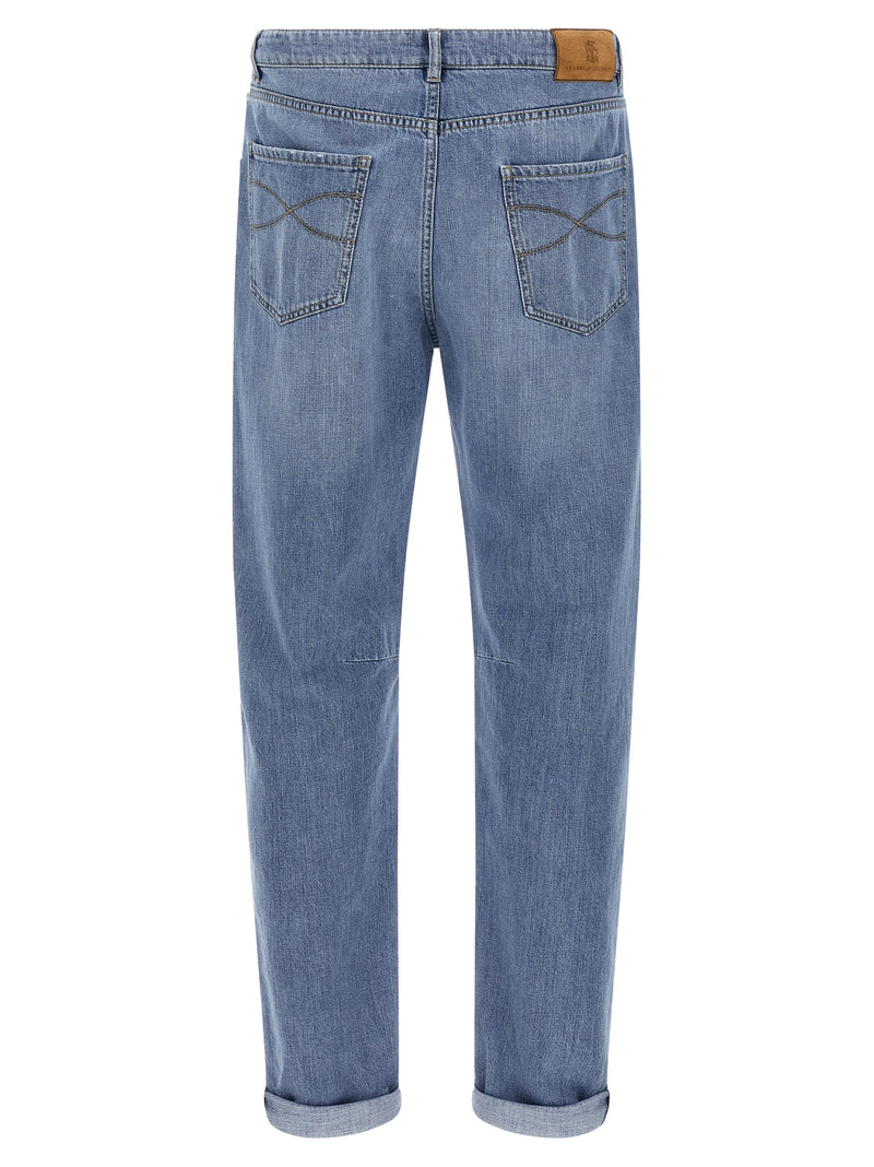 Brunello Cucinelli Blue Cotton Straight-Leg Jeans