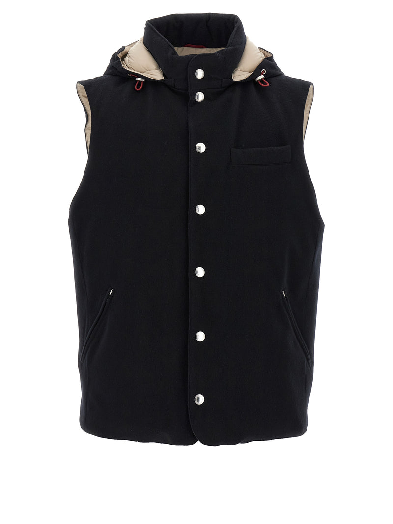 Brunello Cucinelli Black Wool Sleeveless Jacket