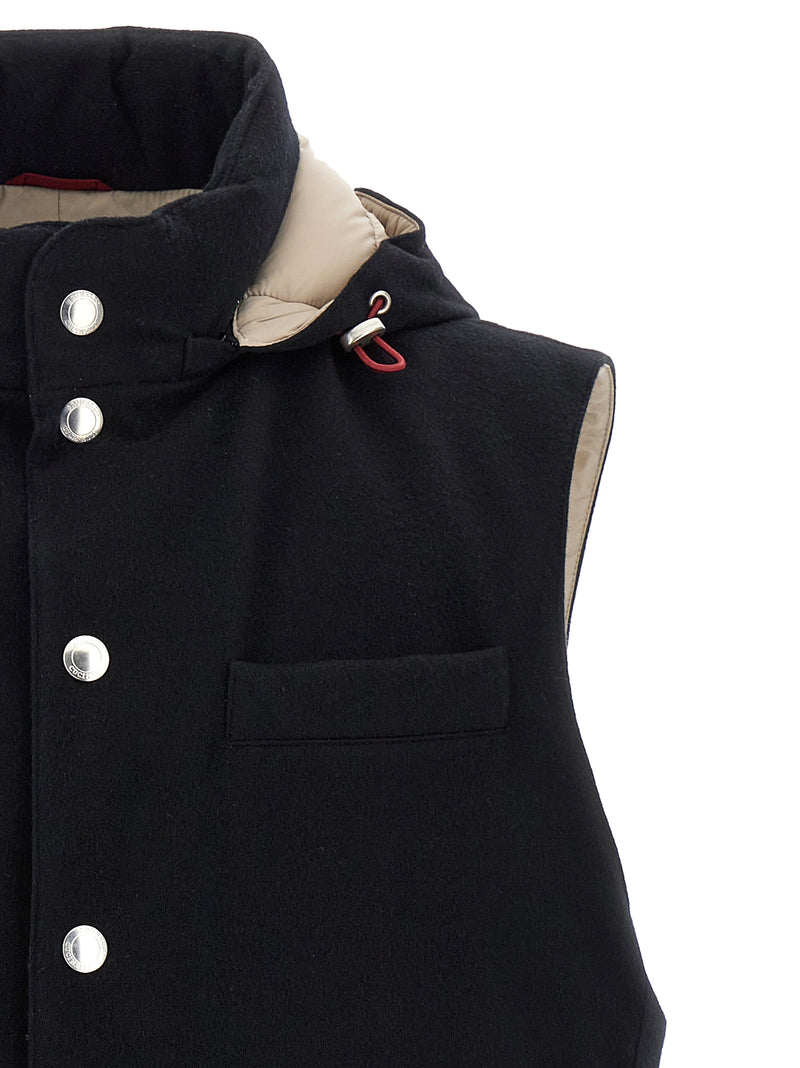 Brunello Cucinelli Black Wool Sleeveless Jacket