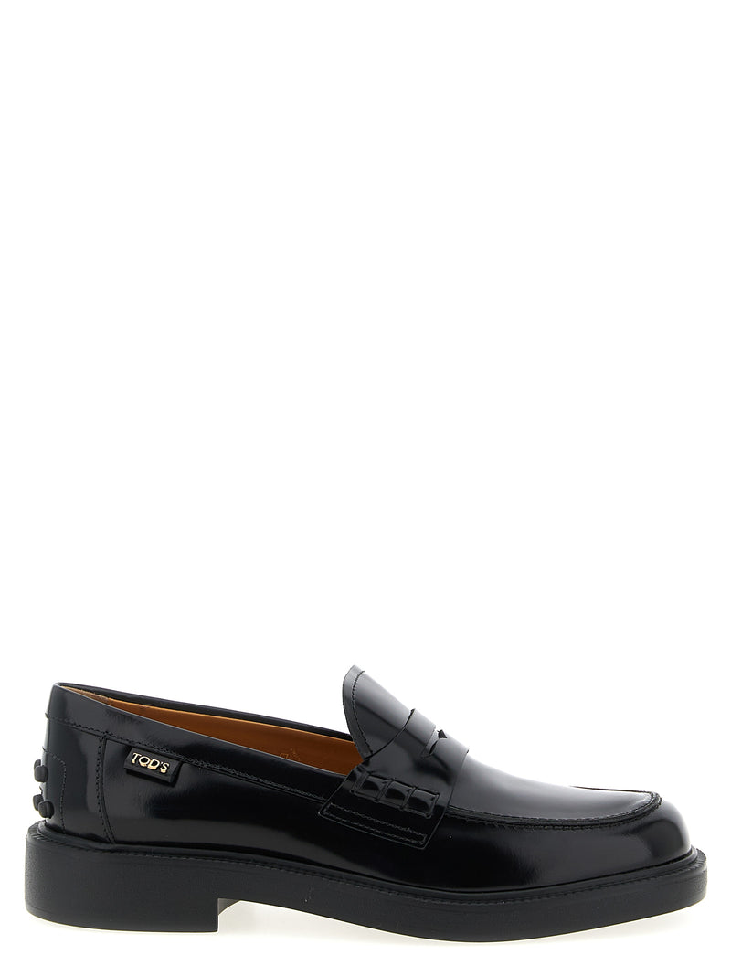 Tod's Black Calfskin Slip-On Loafers