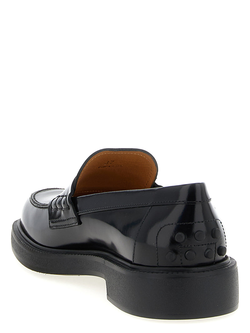 Tod's Black Calfskin Slip-On Loafers