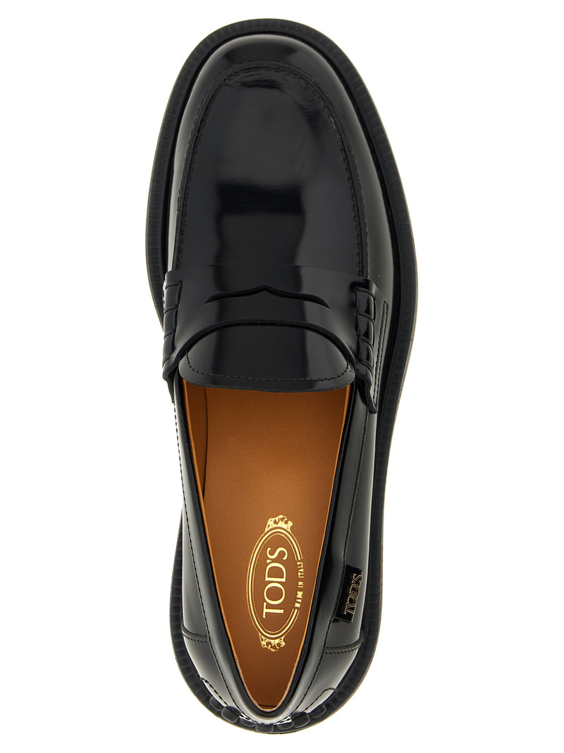 Tod's Black Calfskin Slip-On Loafers